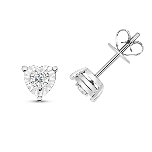 Diamond Illusion Studs Heart 0.10ct